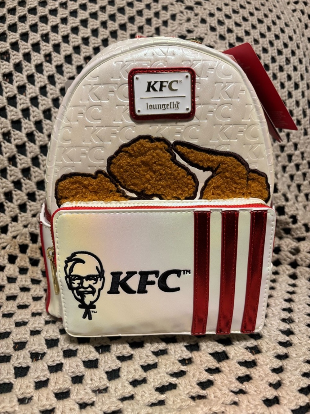Loungefly KFC White Red Faux-Fried Chicken Mini Backpack
